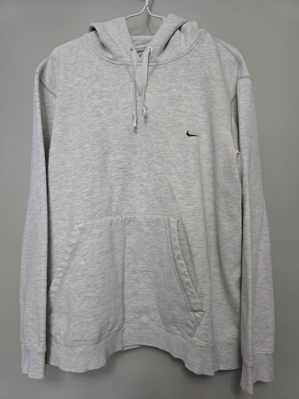 Vintage Nike Grey Tag Light Heather Pullover Hoodie with Small Swoosh Size L